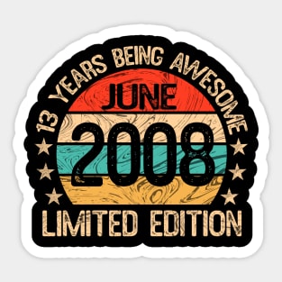 13 Year Old Vintage June 2008 Limited Edition 13th Birthday Sticker